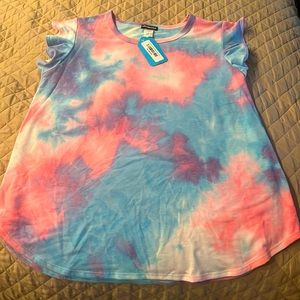 Cute! Tie dye cotton candy top XL
